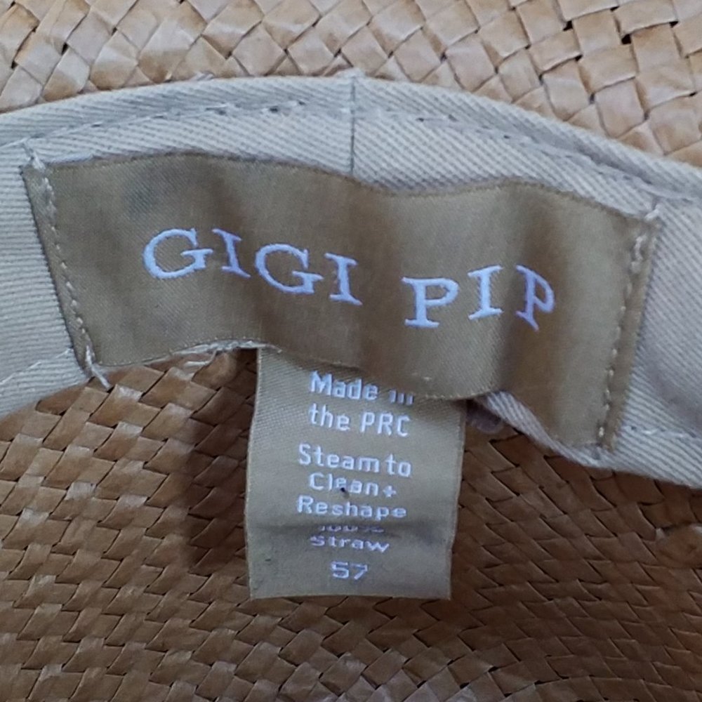 GIGI PIP Bre Porkpie Natural Woven Straw Hat, Size 57 - Picture 8 of 8